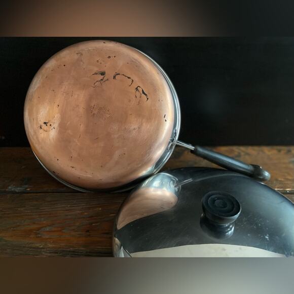 Vintage REVERE WARE 10” Copper Bottom Fry Pan w/Lid - Picture 1 of 10